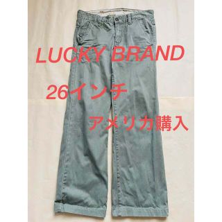 ラッキーブランド(Lucky Brand)のラッキーブランド　ワイドパンツ　モスグリーン　S 綿　アメリカ購入　ストレート(カジュアルパンツ)