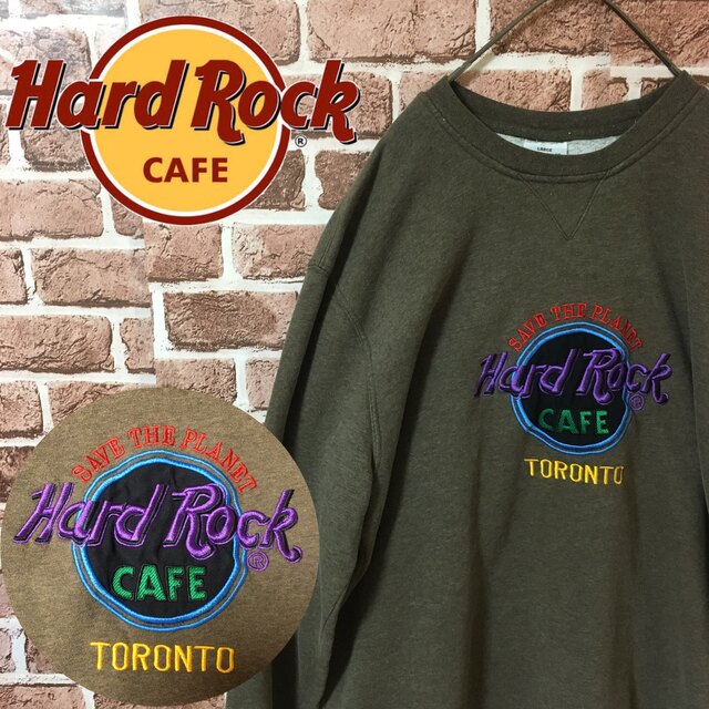 Hard Rock CAFE(ハードロックカフェ)の【Lサイズ】ハードロックカフェ☆刺繍　デカロゴ　スウェット　ブラウン メンズのトップス(スウェット)の商品写真