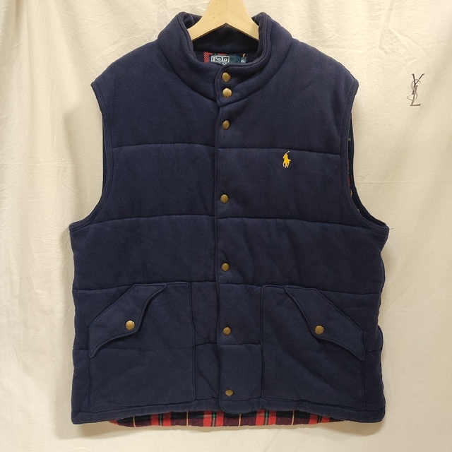 POLO RALPH LAUREN(ポロラルフローレン)の美品✨ポロラルフローレン ダウンベスト コットン XL ビッグサイズ ネイビー メンズのジャケット/アウター(ダウンベスト)の商品写真