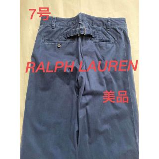 ラルフローレン(Ralph Lauren)のラルフローレン　ワイドパンツ　ネイビー　S 綿　ビジュウベルト　フレアー(カジュアルパンツ)