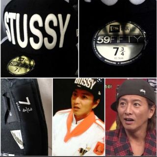 ステューシー(STUSSY)のキムタク着用 希少 stussy ビッグロゴ キャップ ブラック 黒(キャップ)