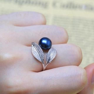 素敵な大粒天然本真珠のボリューム感で楽しめます♪ダイヤ入ブラックパール指輪(リング(指輪))