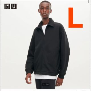 ユニクロ(UNIQLO)のL ブラック　ボアスウェットトラックジャケット（長袖）　新品　(ブルゾン)