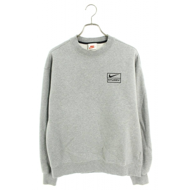 ナイキ ×ステューシー STUSSY 20SS NRG BR CREW FLEECE GRAY CT4311-063 ロゴ刺繍クルーネックスウェット メンズ S