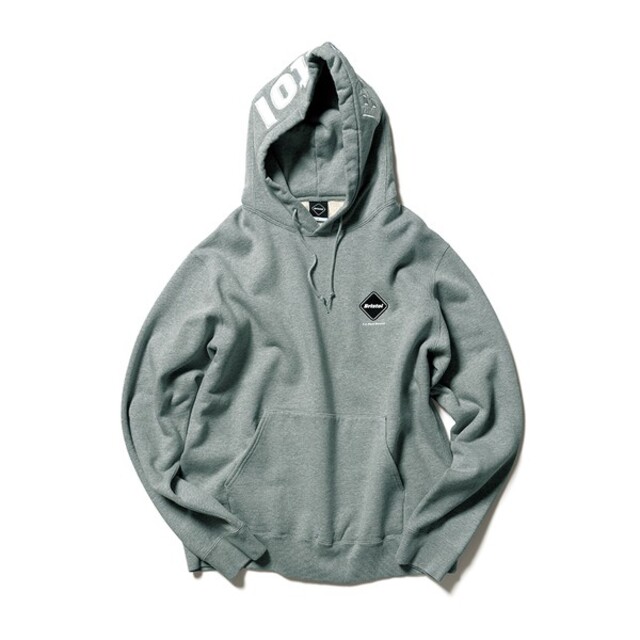 19aw fcrb「HOOD LOGO PULL OVER SWEAT」XL 灰