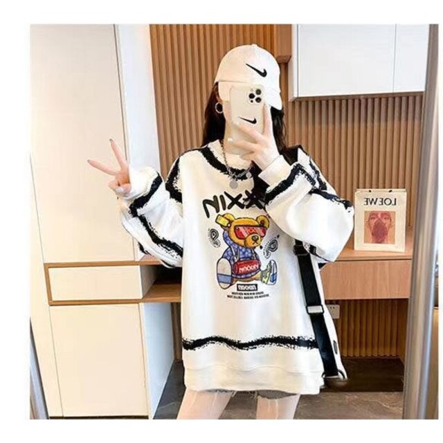 消費税無し L 長袖 Tシャツ クマ 病み 原宿系 春冬 ユニセックス 黒 韓国 パーカー L 長袖 Tシャツ クマ 病み 原宿系 春冬 ユニセックス 黒 韓国 パーカー