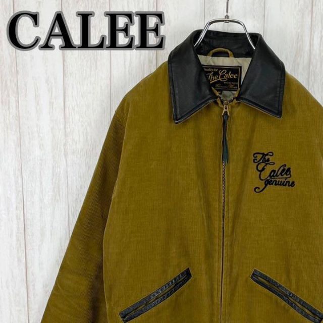希少】CALEE キャリー 襟レザー 牛革 刺繍 コーデュロイジャケット