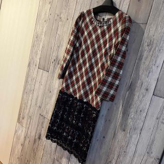 チェスティ(Chesty)のchestyレース切り替えビジューワンピース(ひざ丈ワンピース)