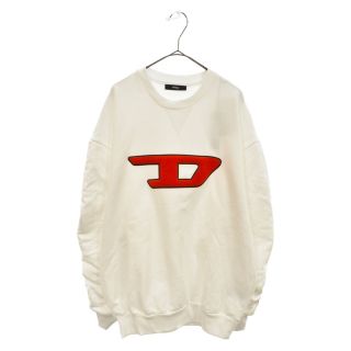 ディーゼル(DIESEL)のDIESEL ディーゼル Oversized Sweater 00SX3C-F-ARAP-A-0IAJH オーバーサイズ セーター スウェット クルーネック 絞り フロントロゴ ワッペン レディース ホワイト(スウェット)