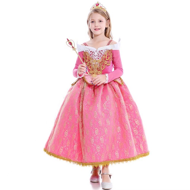 COピンクゴールドプリンセスドレス女の子コスプレ普段着120サイズ キッズ/ベビー/マタニティのキッズ服女の子用(90cm~)(ワンピース)の商品写真