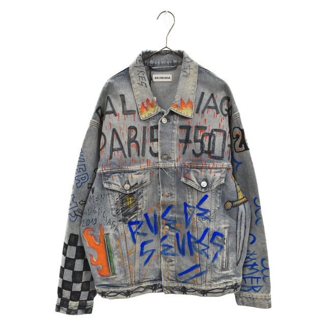 返品送料無料】 Jacket Denim Graffiti 18AW バレンシアガ BALENCIAGA - Balenciaga グラフィティデニムジャケット インディゴ TXE08 ブルゾン Gジャン+デニムジャケット - www.chinarinternational.org