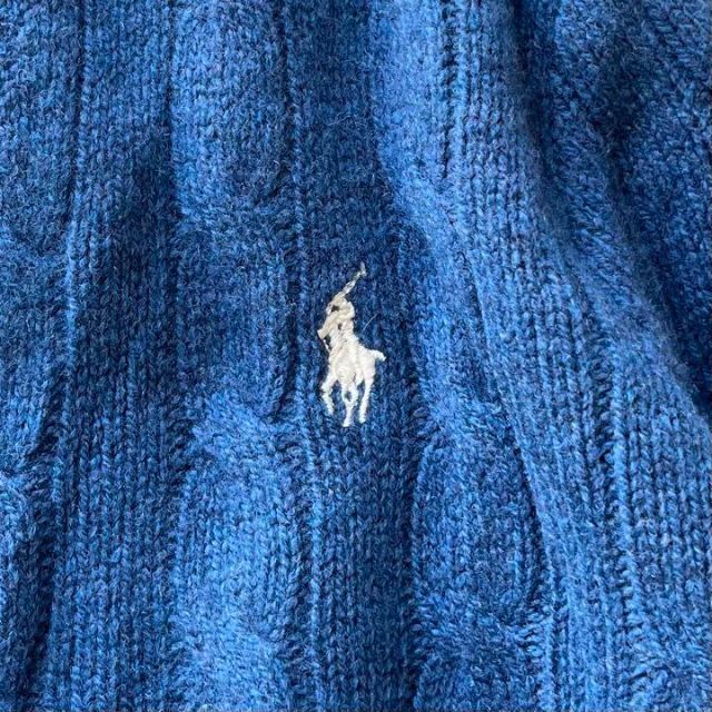 POLO RALPH LAUREN(ポロラルフローレン)のポロラルフローレン ケーブルニット セーター 青ブルー  毛ウール カシミヤ レディースのトップス(ニット/セーター)の商品写真