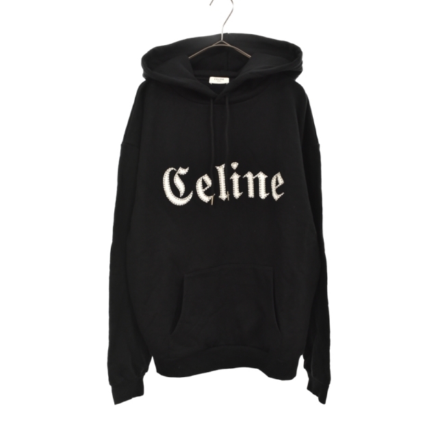 celine - CELINE セリーヌ 22SS 2Y700670Q スタッズ付きロゴルーズフーディパーカー ブラック