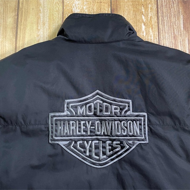 綿６２％ナイロン３８％中綿リバーシブル☆Harley-Davidson ダウンジャケット ブラック/M