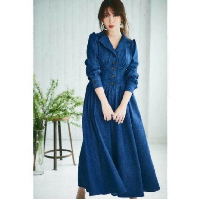 *新品* Her lip to Lace Belted Denim Dress