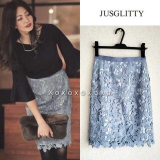 ジャスグリッティー(JUSGLITTY)の値下中♡ジャスグリッティー ♡リーフレースタイトスカート(ひざ丈スカート)