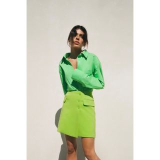 ザラ(ZARA)のZARA スカート　ザラ　グリーン　ポケット　ラップ(ひざ丈スカート)