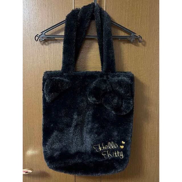 HELLO KITTY FUR BAG BLACK 黒