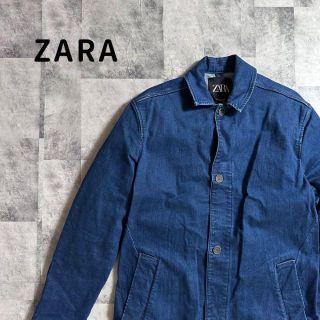 ザラ(ZARA)の【美品】　ZARA ザラ　コート　デニム生地　青　Lサイズ(ステンカラーコート)