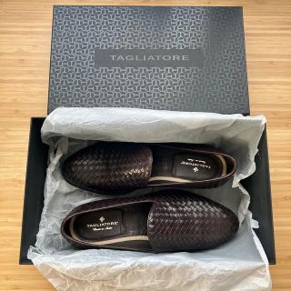 未使用 TAGLIATORE イントレチャート レザー ローファー 濃茶 42