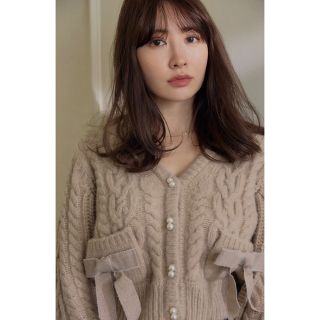 ハーリップトゥ(Her lip to)のHerlipto Double Bow Cable Knit Cardigan(カーディガン)