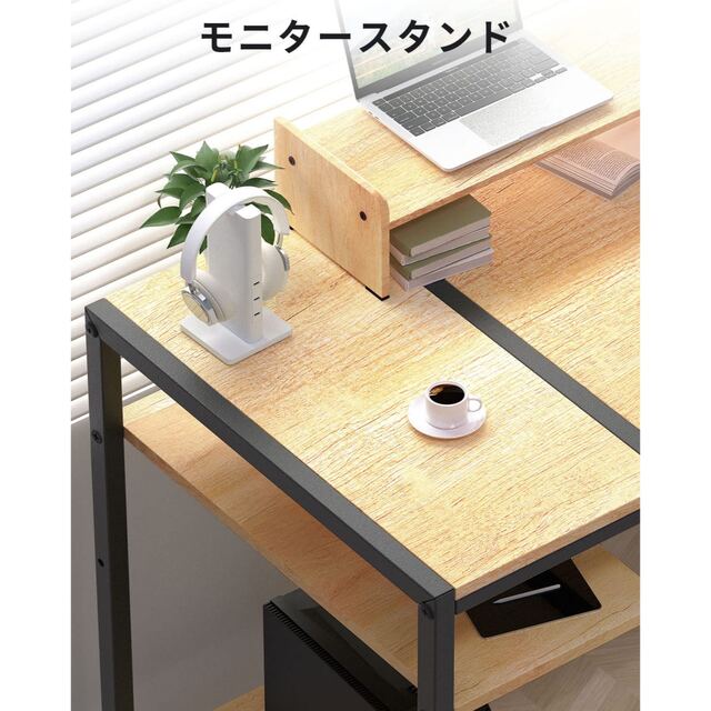 大人気 ゲーミングデスク パソコンデスク 机 ラック付き 収納 木製