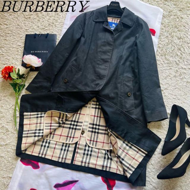 良品】BURBERRY BLUE LABEL ステンカラーコート ライナー38 人気の商品