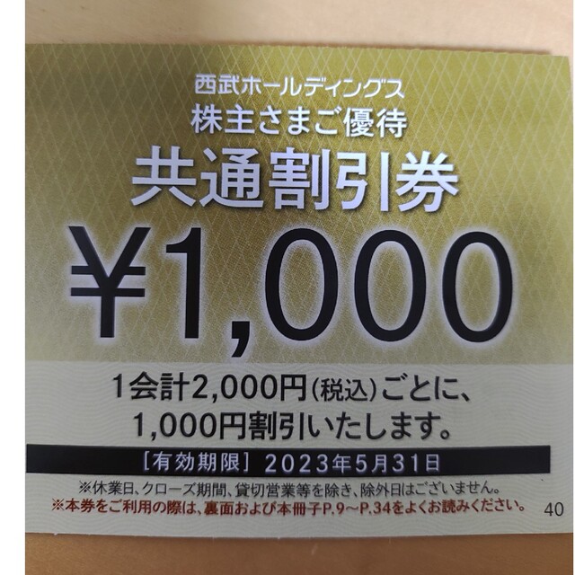 西武ホールディングス株主優待 共通割引10000円分