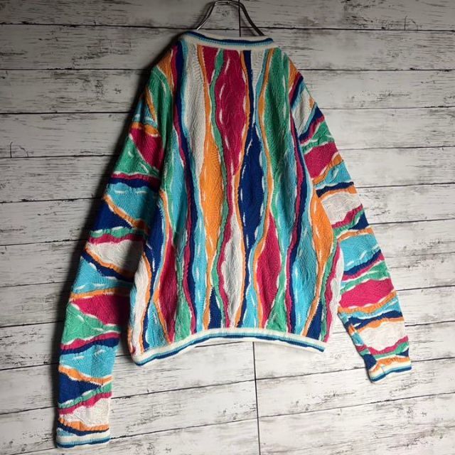 【至宝の一品】COOGI マルチカラー 立体 3D 編み込みニット 入手困難 L