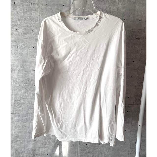UNIQLO(ユニクロ)のユニクロ +J スーピマコットンクルーネックT(長袖) 白メンズXL 21ss メンズのトップス(Tシャツ/カットソー(七分/長袖))の商品写真