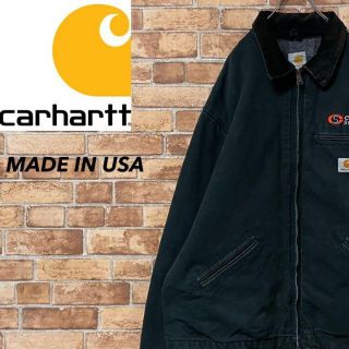 カーハート(carhartt)のカーハート　USA製ダックジャケット　デトロイト　企業刺繍　ビッグシルエット　黒(ブルゾン)