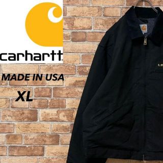 カーハート(carhartt)のカーハートUSA製ダックジャケット　デトロイト　企業刺繍　黒ビッグシルエットXL(ブルゾン)