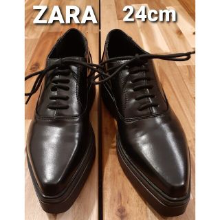 ザラ(ZARA)のZARA　革靴　厚底　ブラック　38サイズ(ローファー/革靴)