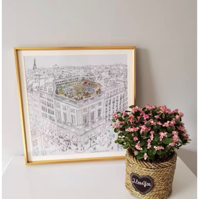 HERMES Fine 屋上のスカーフの手書き絵画(40) | www