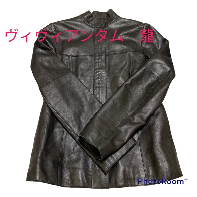 ❤️ヴィヴィアンタム❤️黒 レザー ドラゴン 上質ラムレザー 羊革
