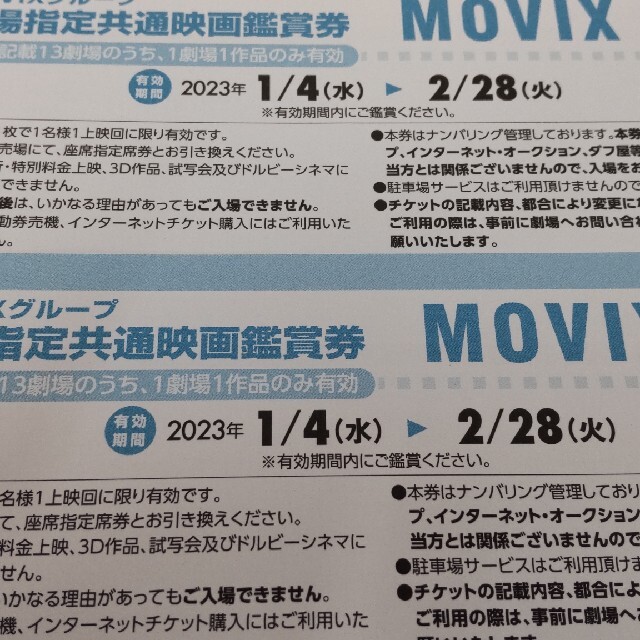 MOVIX映画鑑賞券 二枚組 - その他