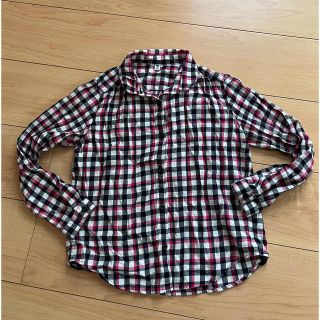 ユニクロ(UNIQLO)のUNIQLO チェックシャツ　シャツ　ピンク　黒　白130cm(ブラウス)
