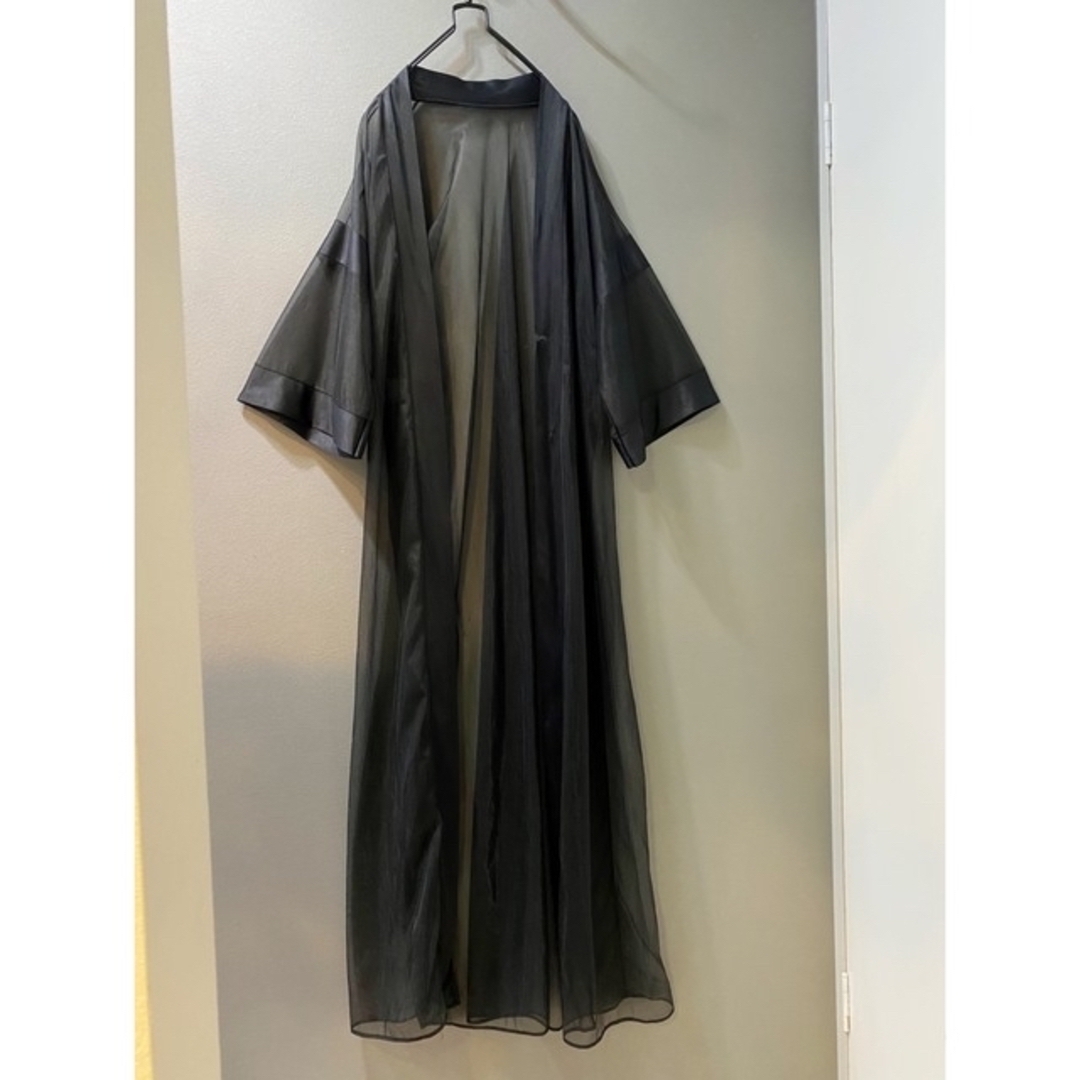 ビンテージ ブラック 黒 70s Canada 透け感 ドレス ワンピース54cm身幅