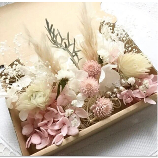 マカロンピンク＊くすみカラー＊ハーバリウム花材ドライフラワー 花材セット花材詰め(ウェルカムボード)