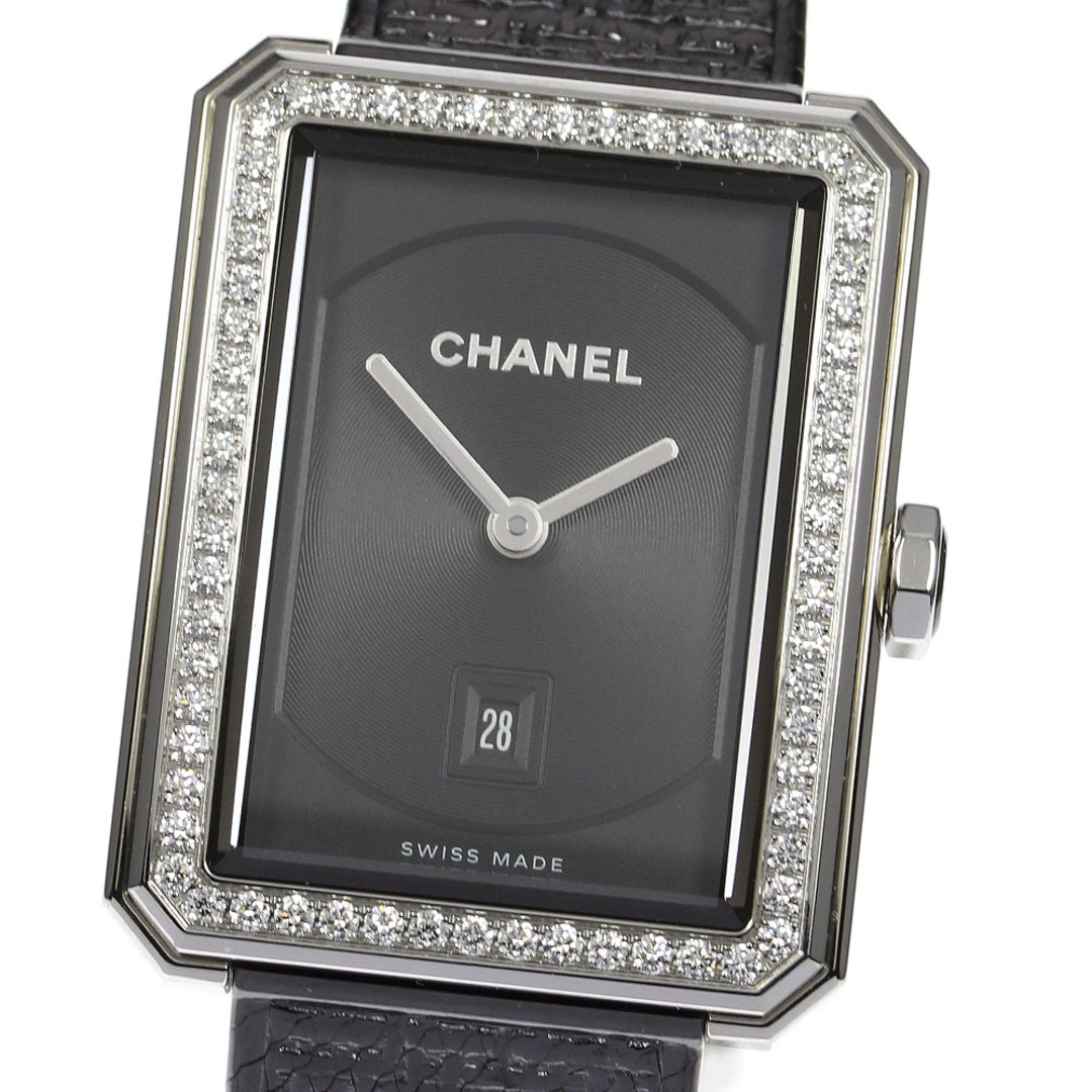 ☆良品【CHANEL】シャネル ボーイフレンド ツイード ダイヤベゼル H5318 クォーツ ボーイズ_716774【ev20】綺麗な状態文字盤