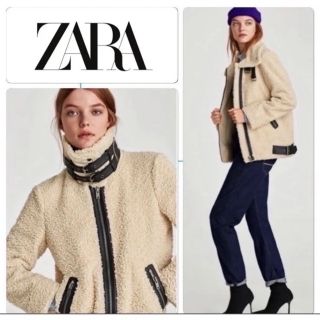 ザラ(ZARA)の★専用★ 美品　ZARA　カッコかわいいモコモコボアジャケット　ベージュ　ザラ(ライダースジャケット)