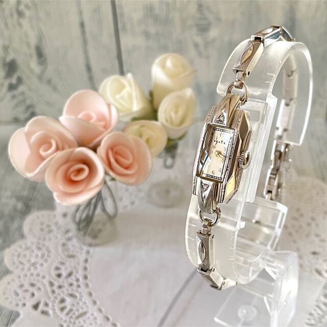 agete - 【動作OK】agete アガット 腕時計 0.028ct アンティーク調 2P