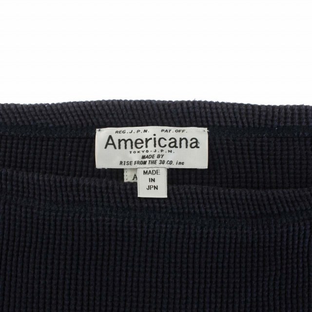 AMERICANA(アメリカーナ)のアメリカーナ アガールズ カットソー ロンT ボートネック 長袖 ワッフル 紺 レディースのトップス(Tシャツ(長袖/七分))の商品写真