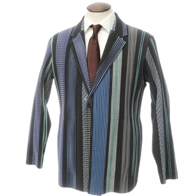 【中古】【未使用】オム プリッセ イッセイミヤケ HOMME PLISSE ISSEY MIYAKE 2021年秋冬 ポリエステル プリーツ ジャケット【サイズL位】【メンズ】 メンズのジャケット/アウター(テーラードジャケット)の商品写真