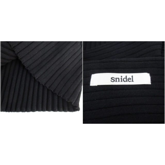 SNIDEL(スナイデル)のスナイデル リブニット カットソー 長袖 カシュクール F 黒 /FF40 レディースのトップス(ニット/セーター)の商品写真