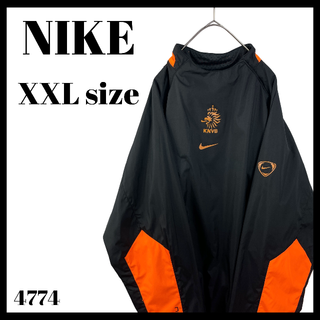 ナイキ(NIKE)のNIKE ナイキ KNVB ポリエステル製 プルオーバー 黒 オレンジ XXL(ブルゾン)