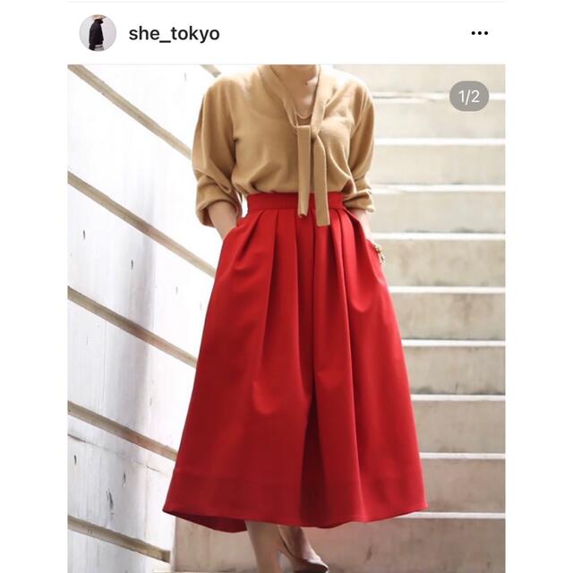 SHE Tokyo Anna フレアスカート 34 レッド