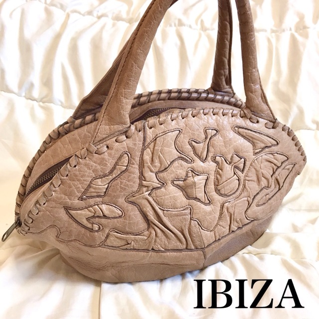 良品】IBIZA イビザ レザー パッチワーク 変形型 ハンドバッグ-