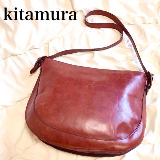 キタムラ(Kitamura)のkitamura ヴィンテージ ショルダーバッグ ハーフムーン ブラウン 本革(ショルダーバッグ)