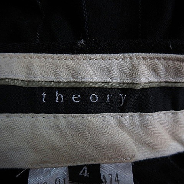 theory(セオリー)のセオリー パンツ スラックス ストレート ジップフライ ストライプ 4 黒 青 レディースのパンツ(その他)の商品写真